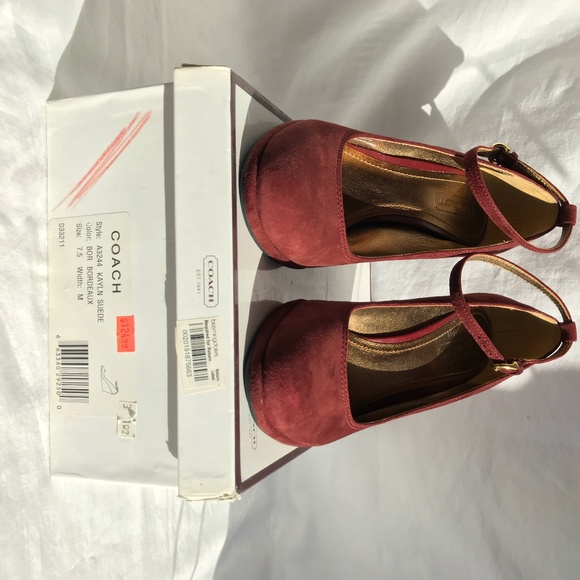 Coach Sued Ankle Strap Wedge Heal - Picture 6 of 11